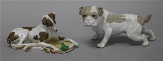 Two Continental porcelain dogs